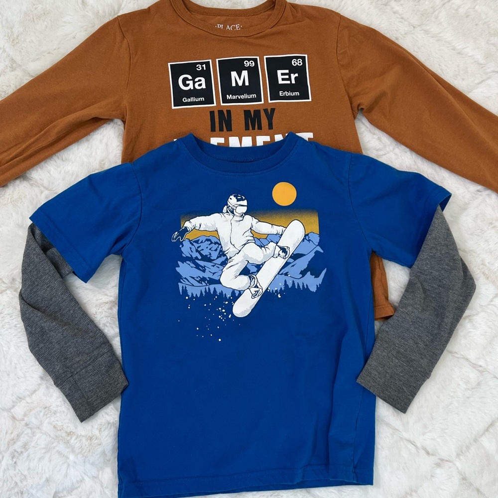 The Children’s Place Boys Shirts Size 5/6 Snowboard Gamer 2pc Bundle